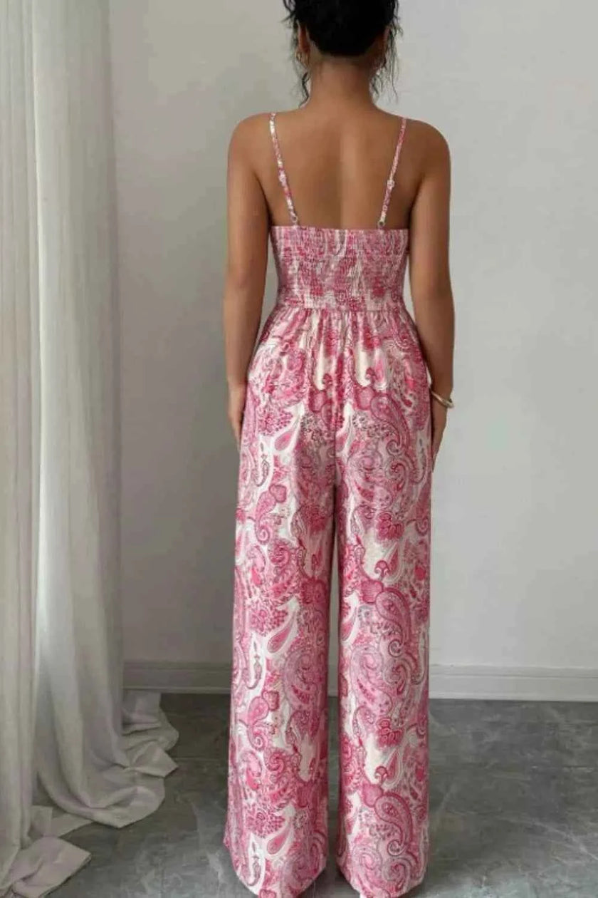 Paisley Print Wide Leg Jumpsuit