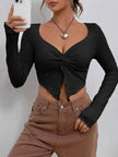 Twisted Front Long Sleeve T-Shirt