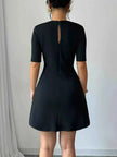 Mock Neck Short Sleeve Mini Dress