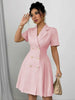 Double-Breasted Pleated Blazer Dress