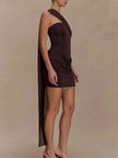 Asymmetrical One-Shoulder Ruched Mini Dress