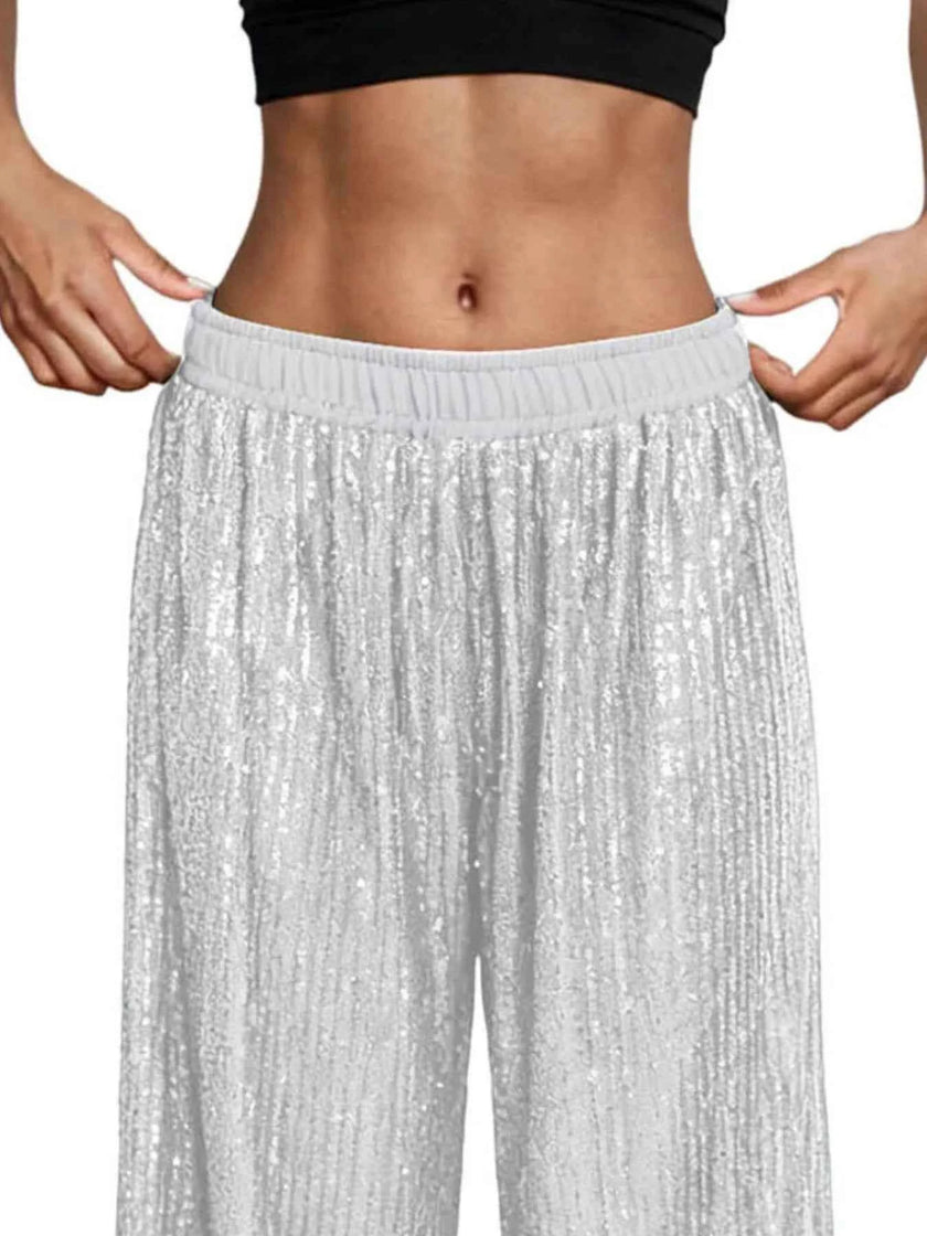 Sequin Wide-Leg Pants
