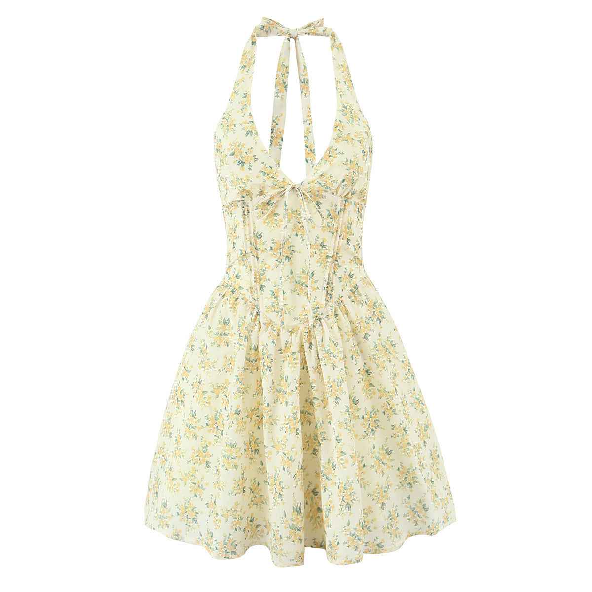Deep V-neck halter strap dress