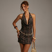 Backless Halter Irregular Pencil Mini Dress