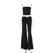 Solid Color Trumpet Neck Tube Top and Long Pants Slimming Set for Women Fashion New Arrival Summer Wear