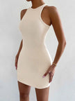 Waffle-Knit Sleeveless Mini Tank Dress