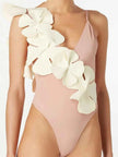 Contrast Flower Spaghetti Strap One-Piece Swimwear