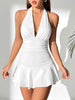 Halter Neck Ruffle Hem Mini Dress