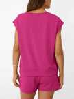 Round Neck Cap Sleeve Top and Shorts Set