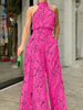 Halter Neck Abstract Print Wide Leg Jumpsuit