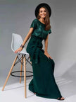 Full Size Sequin Short Sleeve Wide Leg Jumpsuit Plus Size