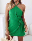 Stock New Arrival Hot Selling Wish Halter Waist Mini Romper Skirt