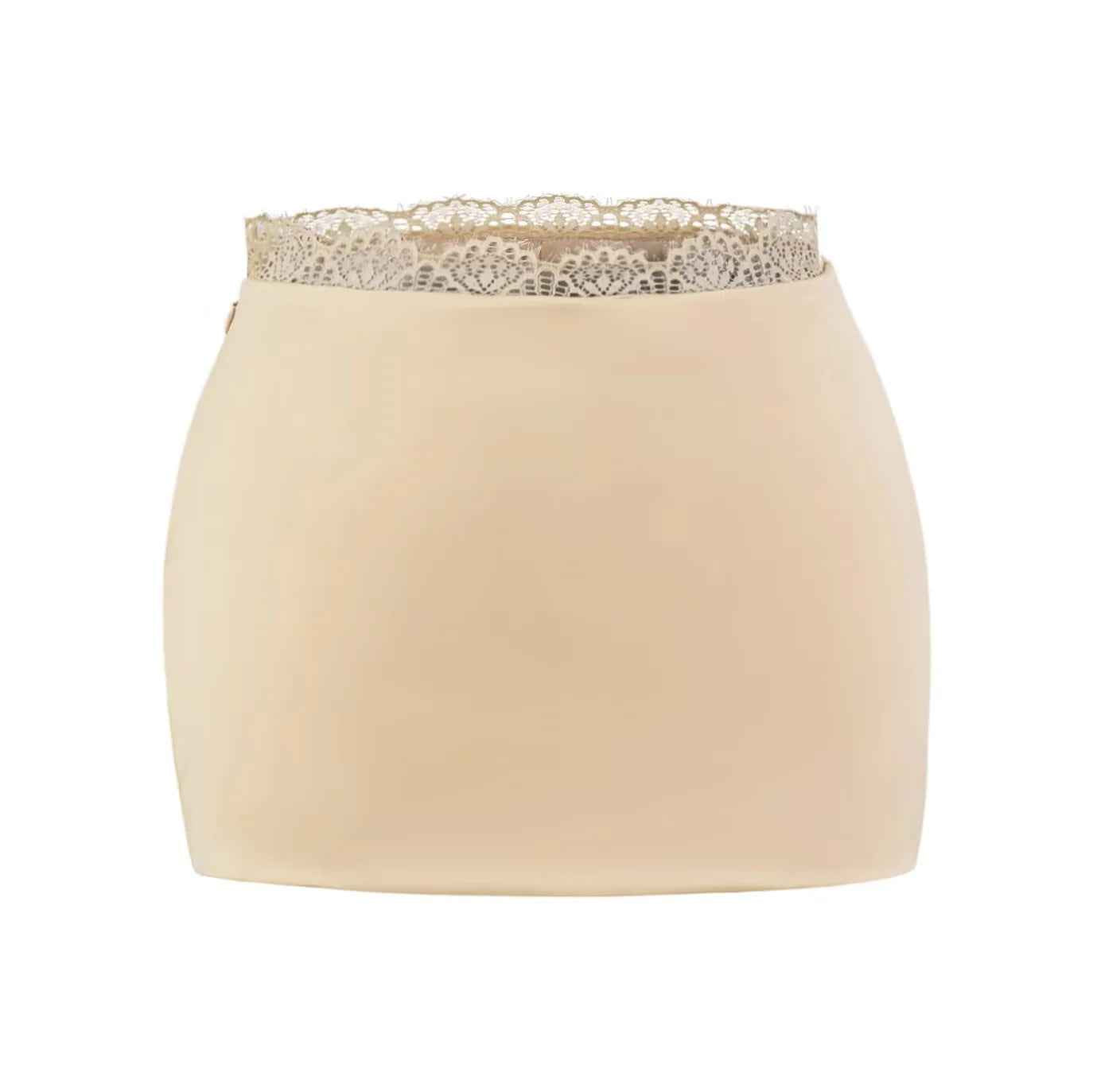Lace patchwork low waisted satin A-line skirt