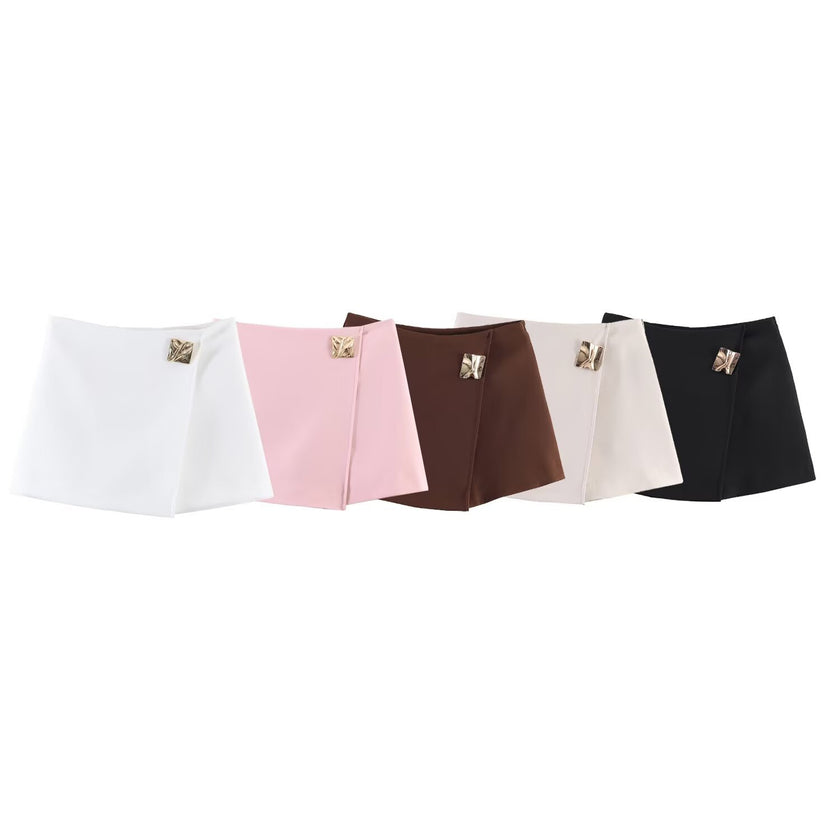 Square Buckle Wrap Mini Skort