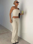 Solid Color Trumpet Neck Tube Top and Long Pants Slimming Set for Women Fashion New Arrival Summer Wear