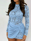 Lace Long Sleeve Bodycon Mini Dress