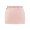 Lace patchwork low waisted satin A-line skirt