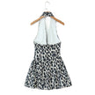 Leopard print deep V-neck halter dress