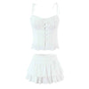 Sexy camisole top embroidered floral skirt set