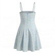 Printed Blue Mini A-Line Dress for Women
