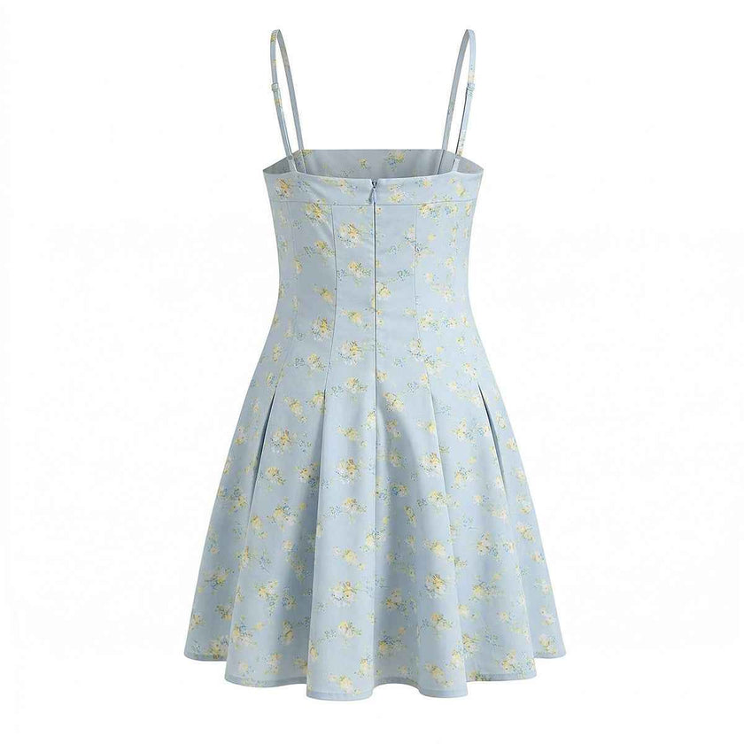 Printed Blue Mini A-Line Dress for Women