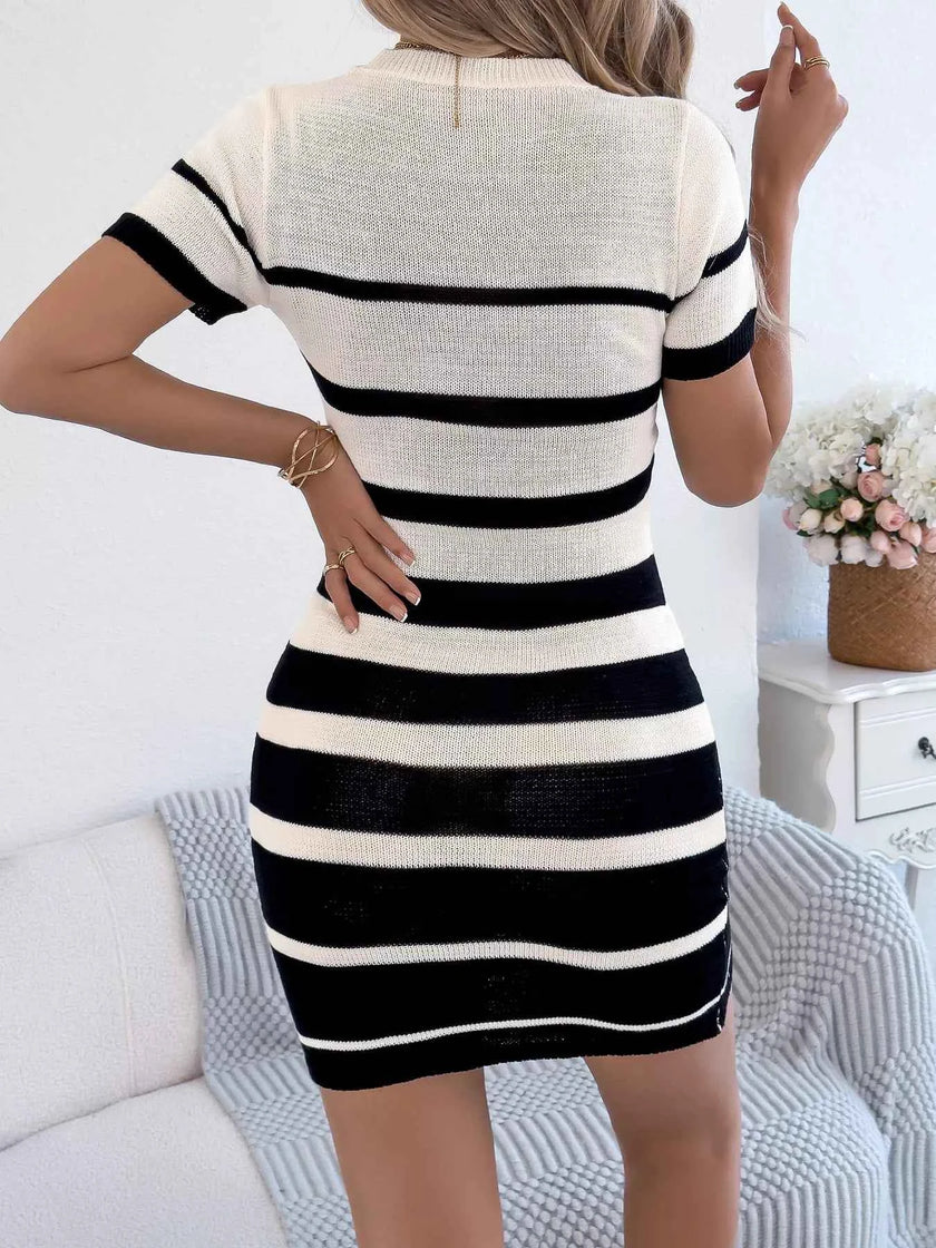 Striped Bodycon Knit Mini Dress