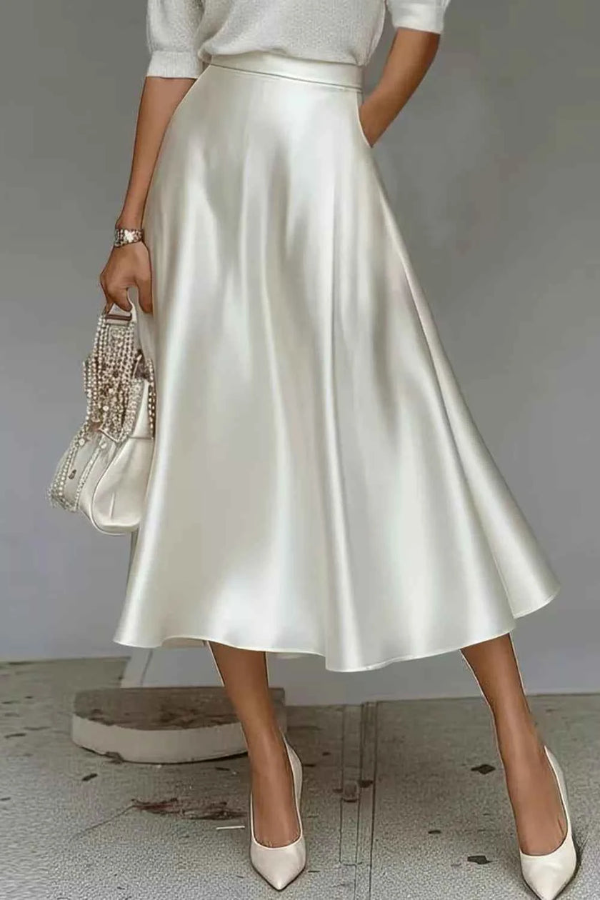 Satin A-Line Midi Skirt