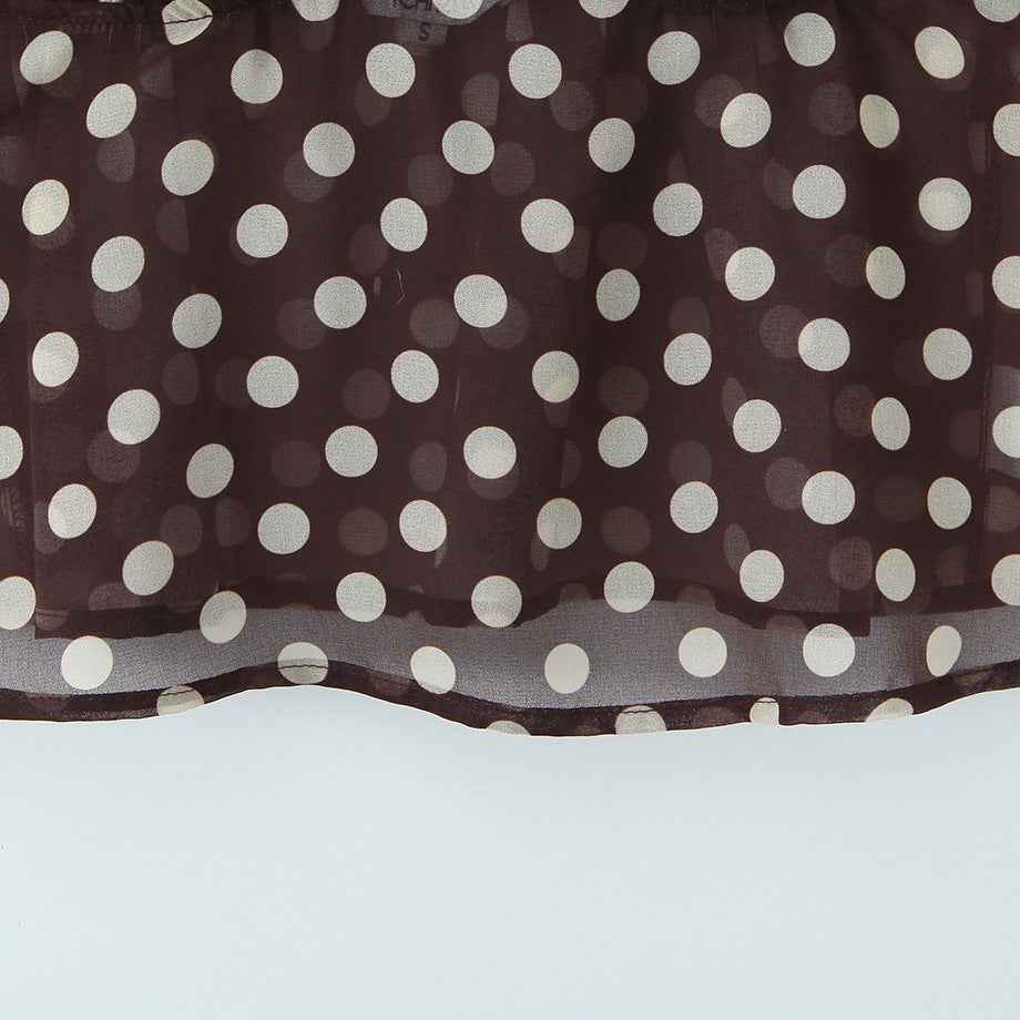 style retro polka dot V-neck crop top matching dress set