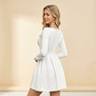 Pearl Trim Long Sleeve Mini Dress
