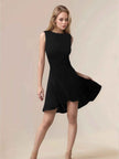 High-Low Round Neck Sleeveless Mini Dress