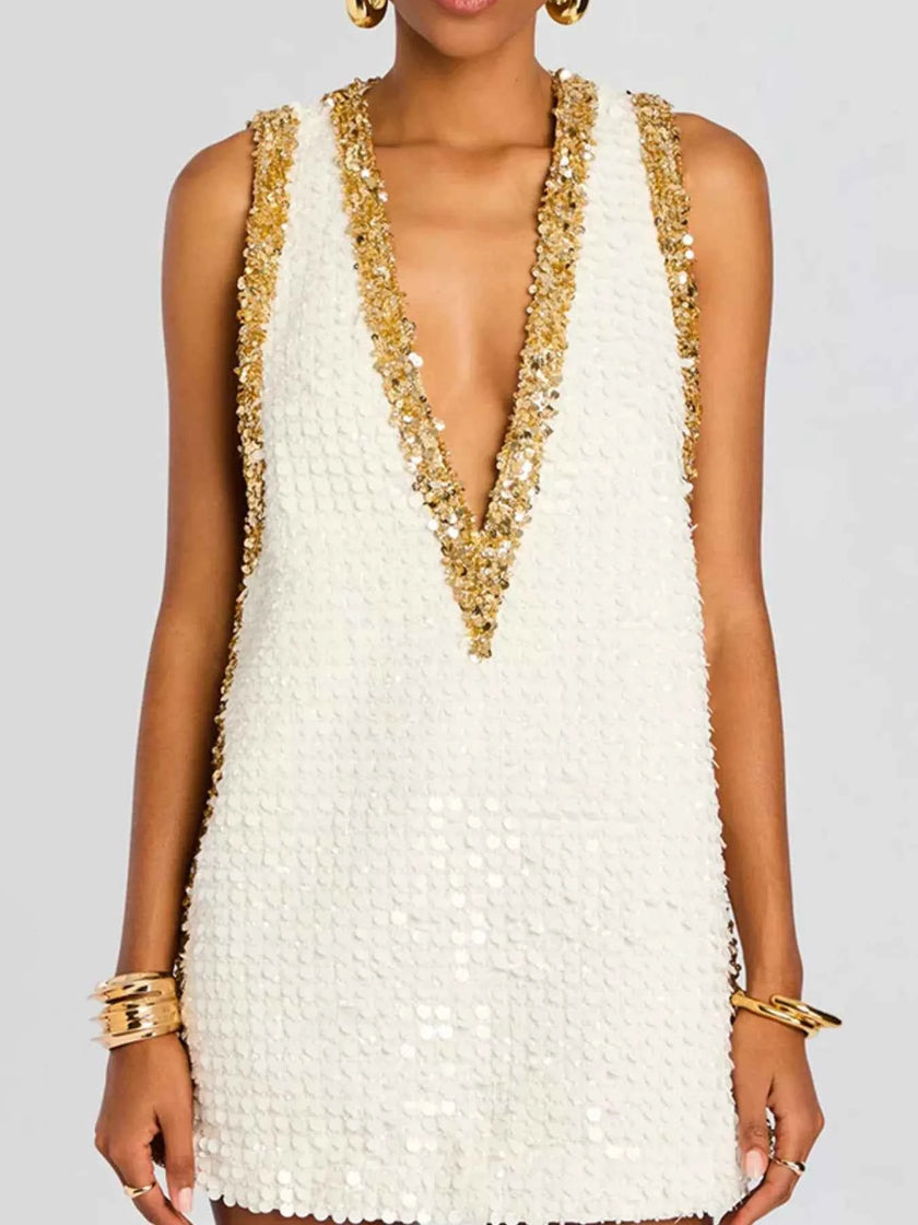 Sequin Embellished Sleeveless Mini Dress
