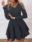 V-Neck Layered Ruffle Mini Dress