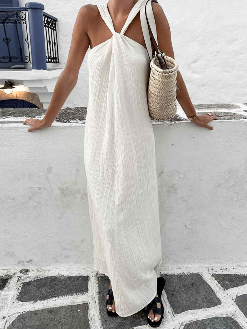Halter Neck Flowy Maxi Dress