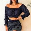 Solid Color Top + Embellished Skirt Set