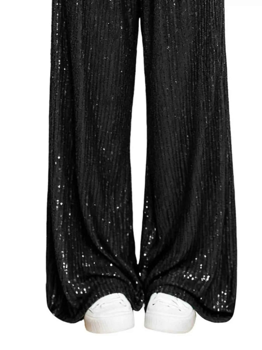 Sequin Wide-Leg Pants