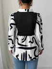 Abstract Print Long Sleeve Blouse
