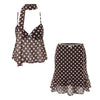 style retro polka dot V-neck crop top matching dress set