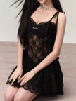 Lace Tie Shoulder Mini Dress