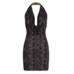 Lover's Memory Holiday Style Low Chest Swing Neck Backless Halter Dress Irregular High-Grade Pencil Short Skirt