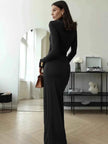 Turtleneck Long Sleeve Tie Waist Maxi Dress