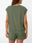 Round Neck Cap Sleeve Top and Shorts Set