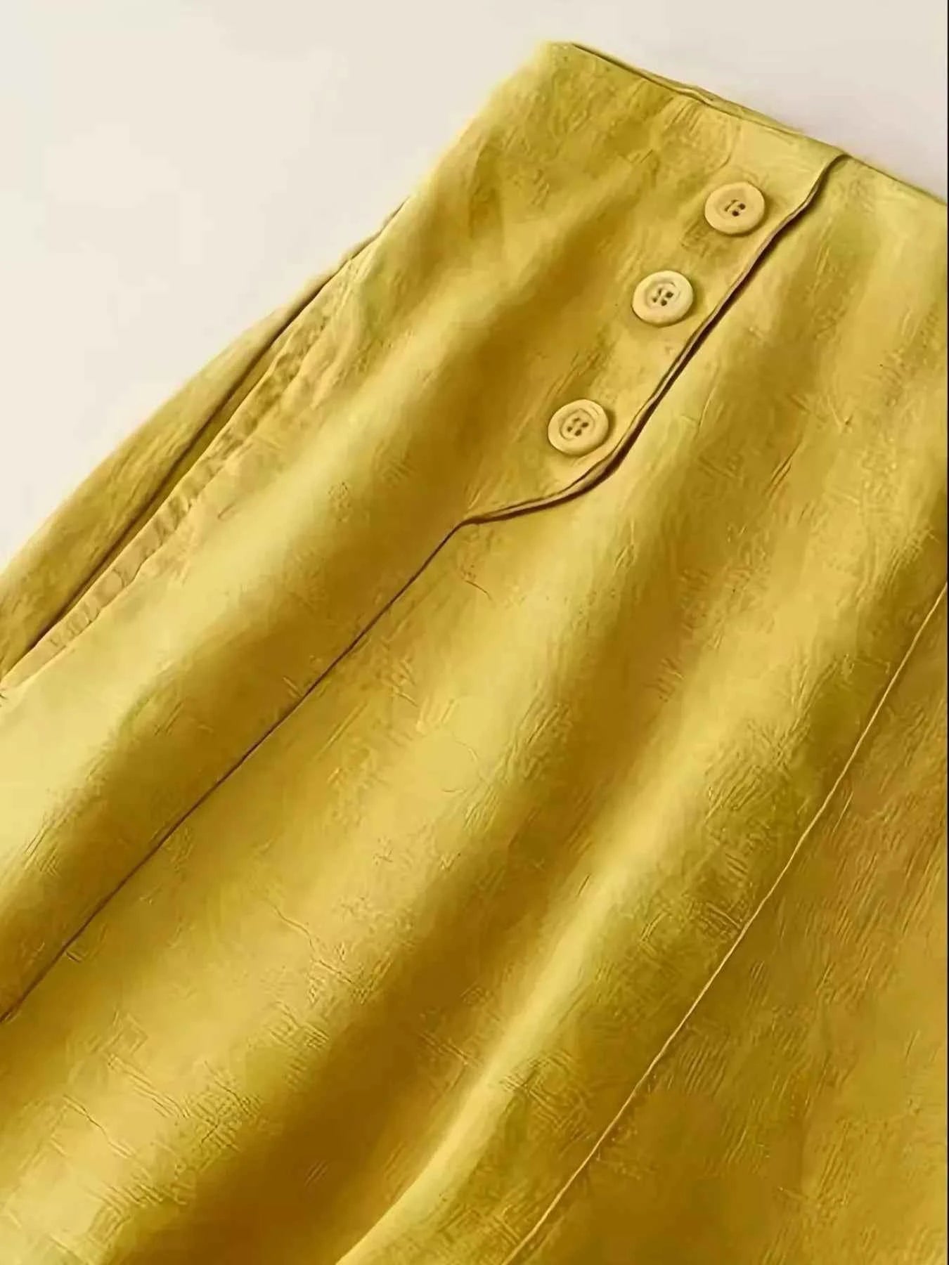 Wide-Leg Button-Decorated Pants