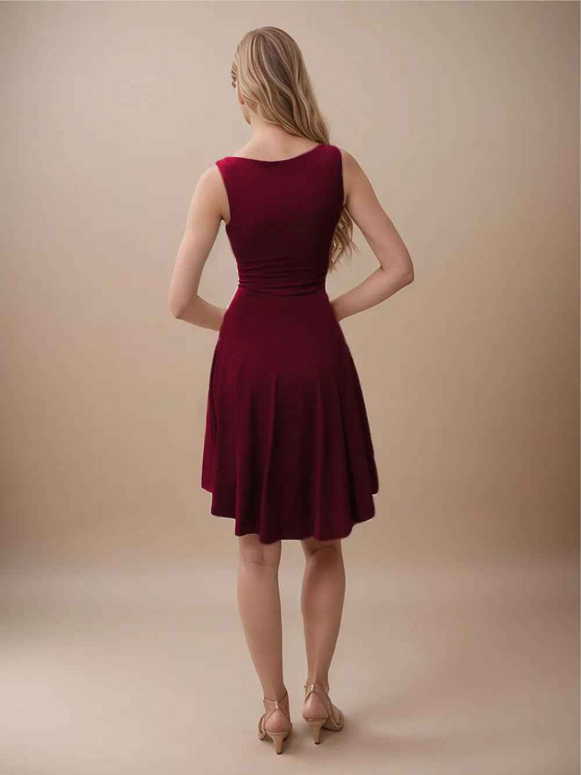 High-Low Round Neck Sleeveless Mini Dress