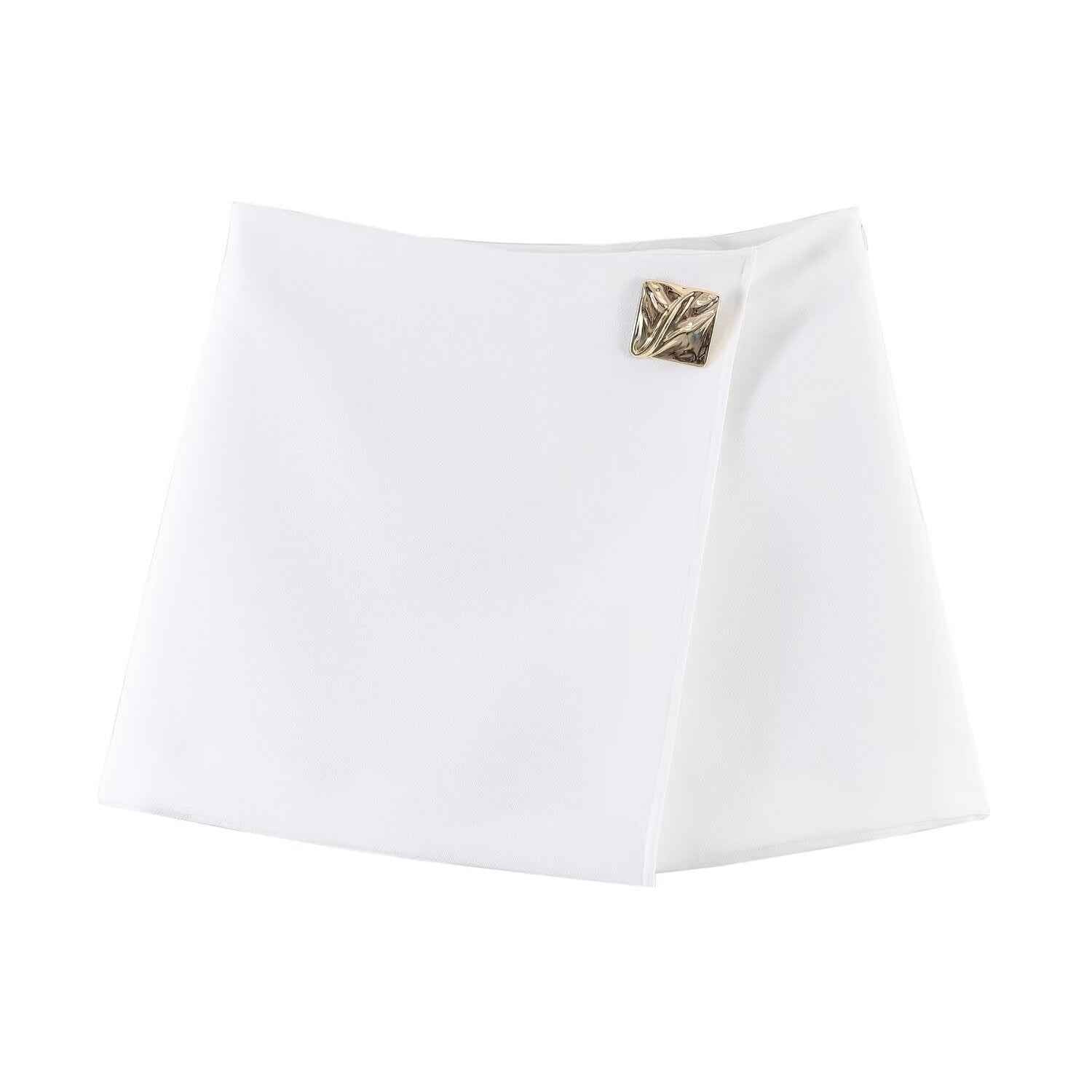Square Buckle Patchwork Skirt Pants Mini Dress