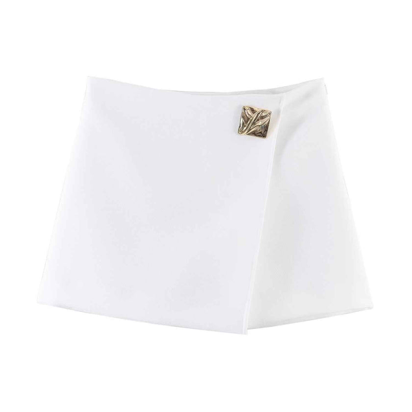 Square Buckle Patchwork Skirt Pants Mini Dress