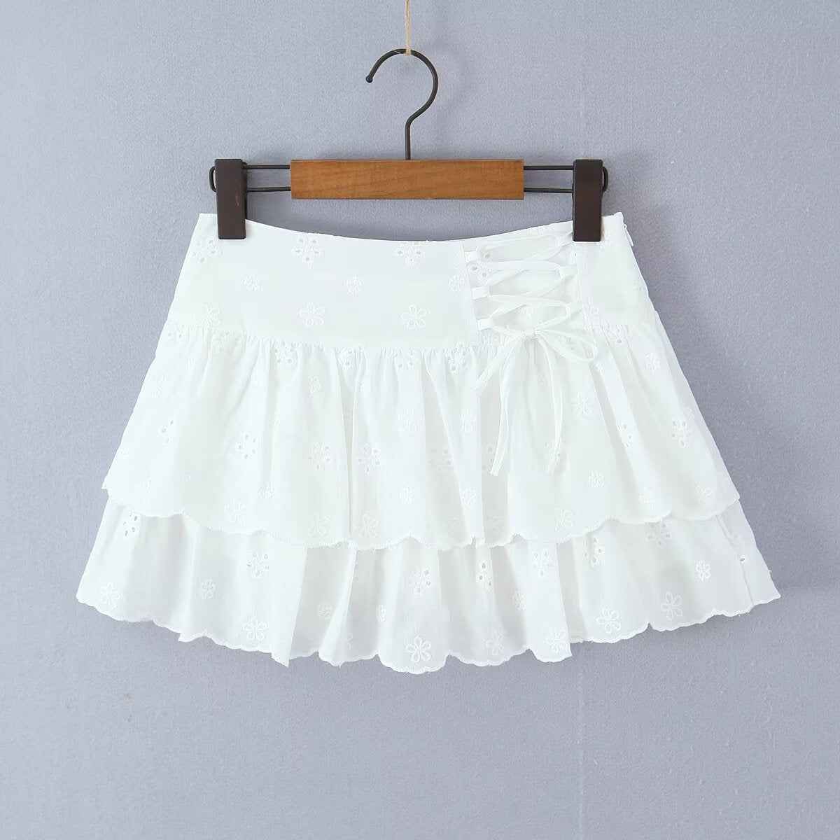 Sexy camisole top embroidered floral skirt set
