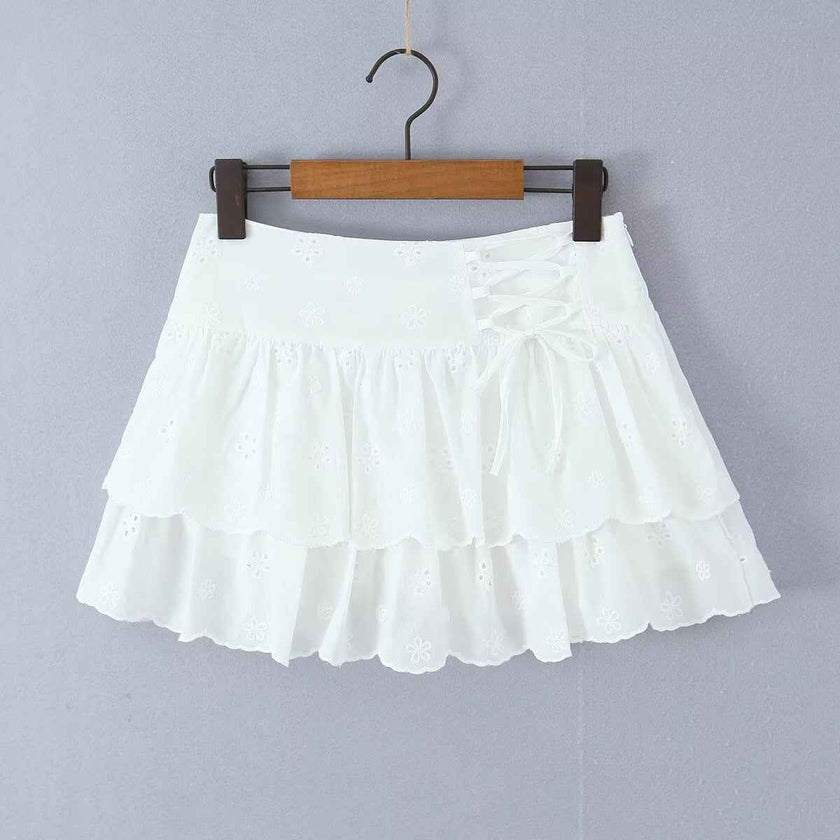 Sexy camisole top embroidered floral skirt set