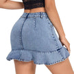 Ruffled Hem Denim Mini Skirt