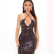 Solid Color Sleeveless Sequin Bodycon Dress