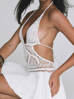 Crochet Halter Neck Knit Cover Up Dress